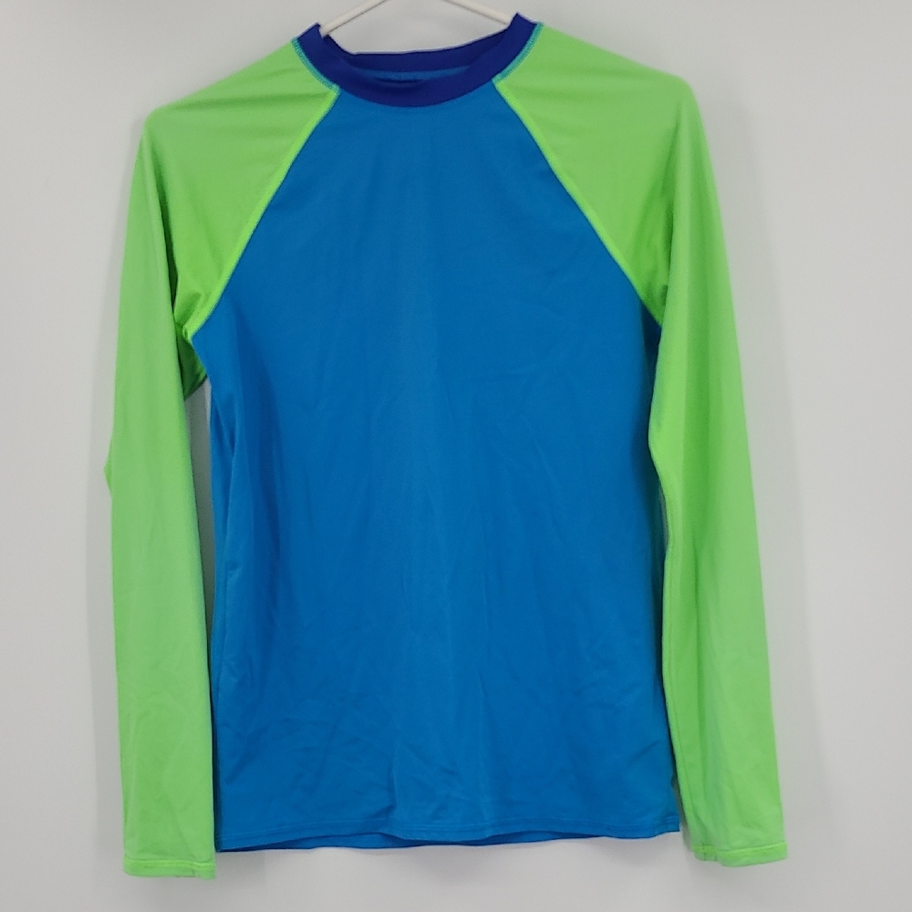 Lands' End Kids Swim Rashguard - Blue and Green